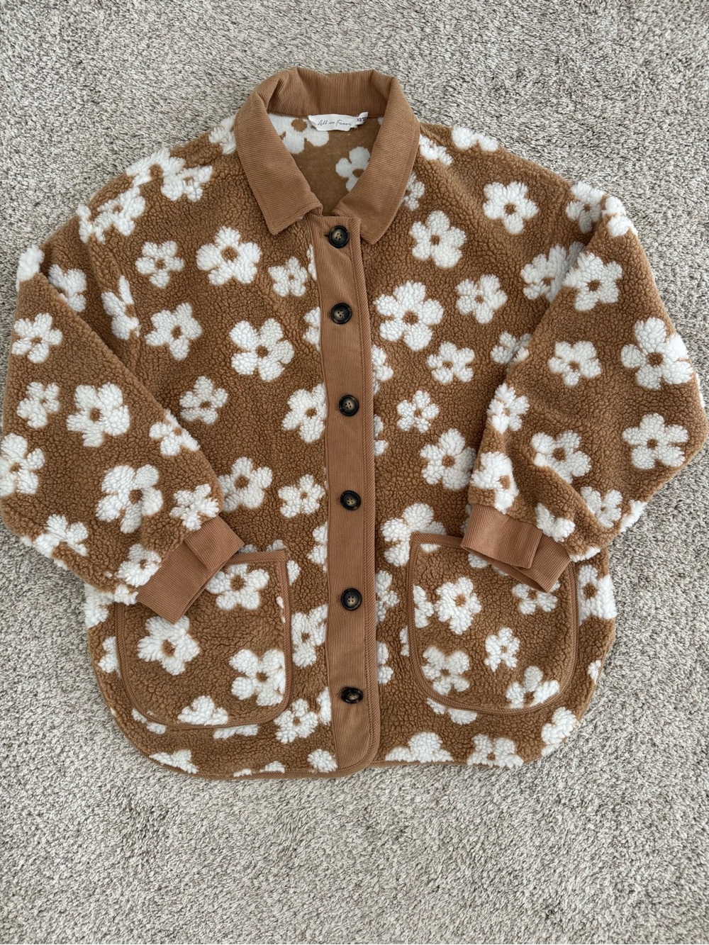 All in Favor Daisy floral fleece shacket